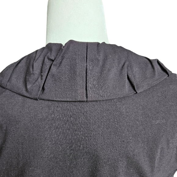 Le Chateau black midi dress with sash rushed shawl collar faux wrap 14/XL/XXL - Picture 12 of 16